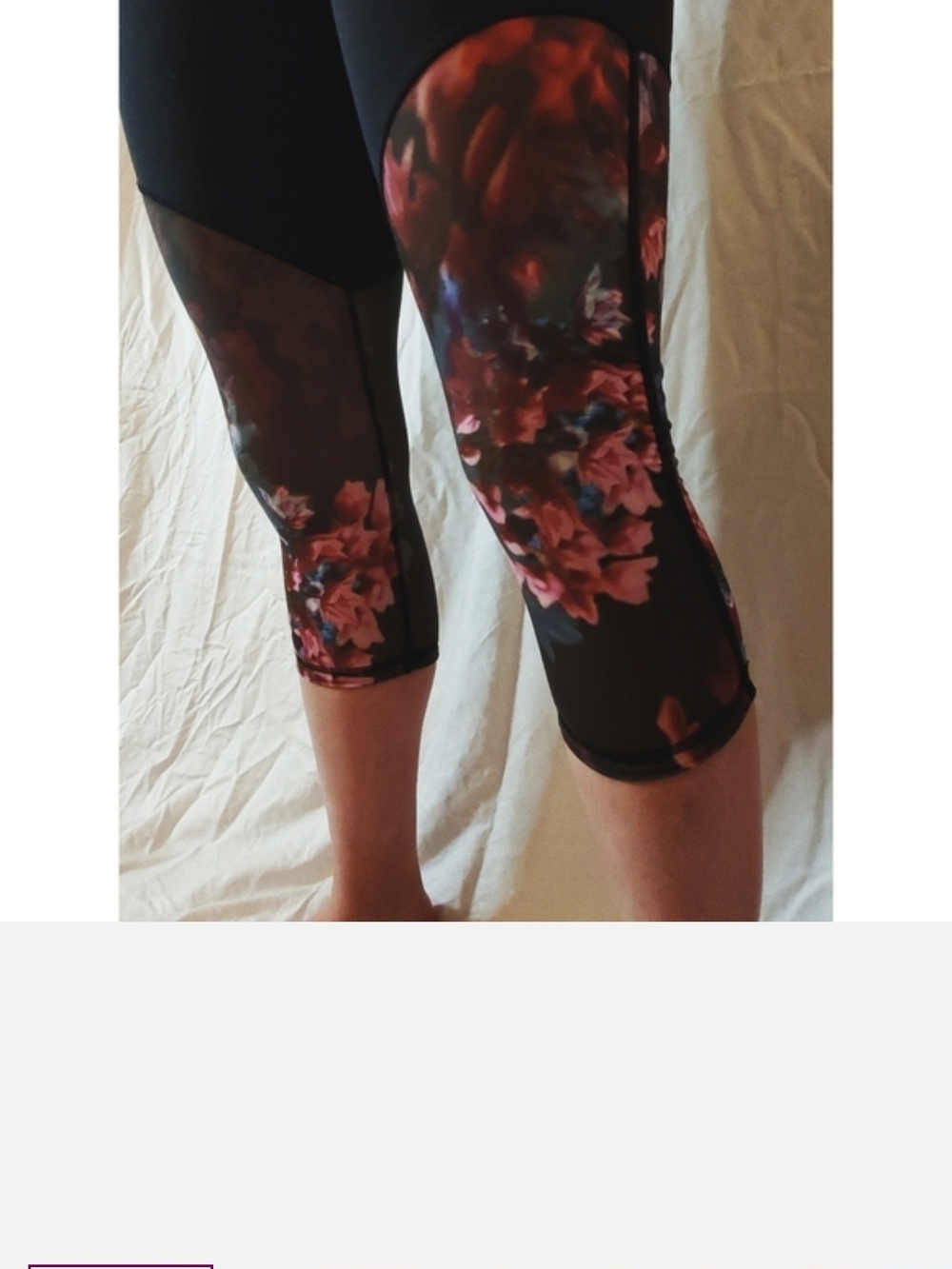 lululemon athletica Black Floral Mesh Capri Leggings